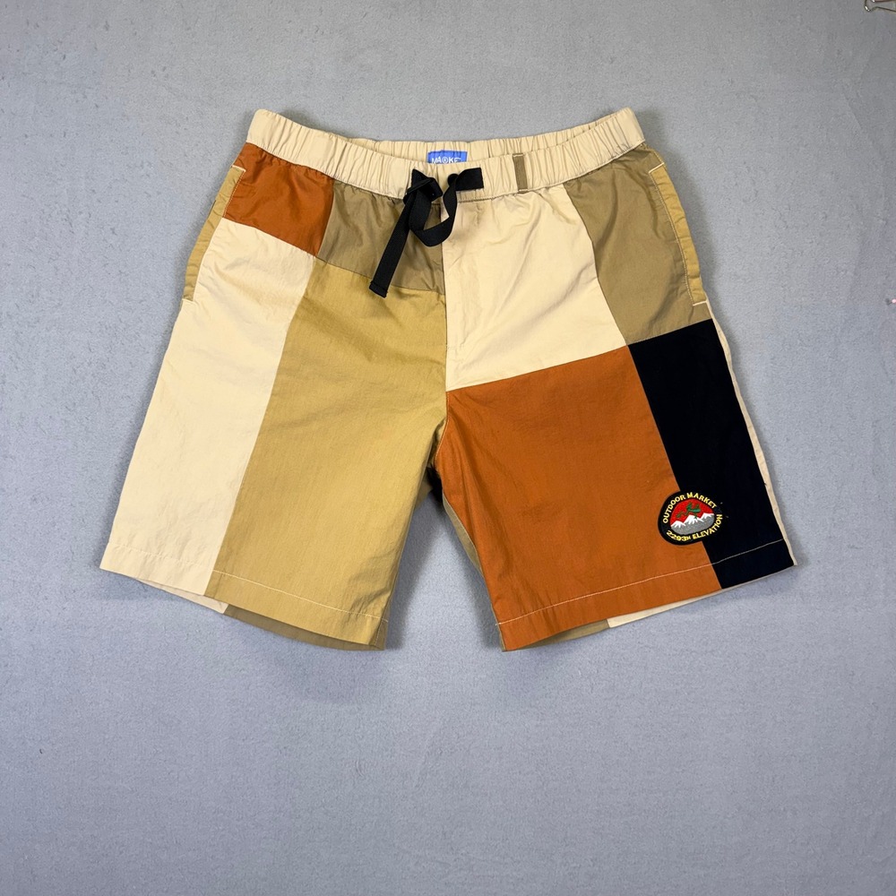 Market Gorp Patchwork Tech Shorts‎ Mens L "Acorn"  Colorblock Mesh Lined